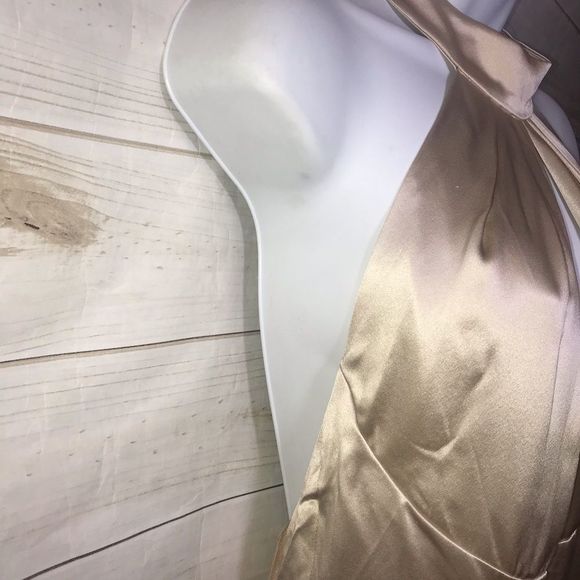 Antonio Gual Beige Silk Halter Dress-Size-10 - Picture 7 of 8